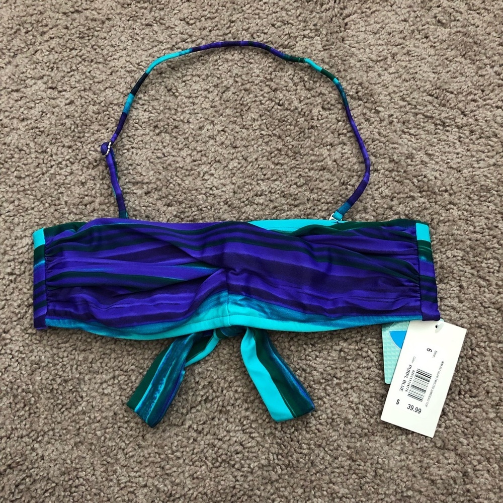 Bikini Bay Twisted Bandeau Bikini Top Purple Blue